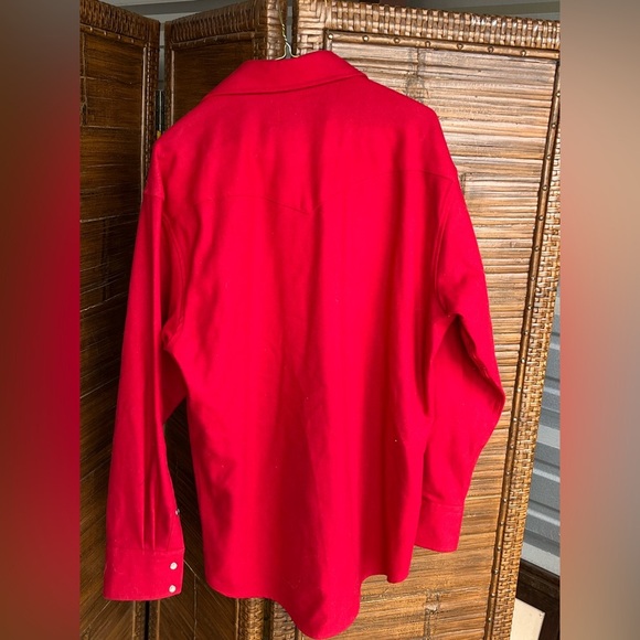 Vintage Pendleton Red Wool Pearl Button Down Shirt Top Men's Medium M - Picture 6 of 6